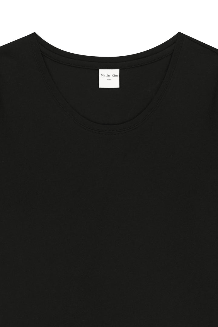 Matin Kim Label Point U Neck Top — Black