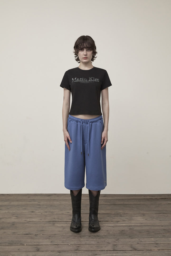 Matin Kim Back Pocket Glitter Bermuda Sweatpants — Blue