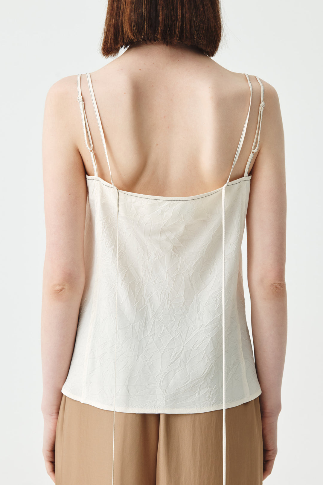 KIMMATIN Square Neck Crinkle Sleeveless — Ivory