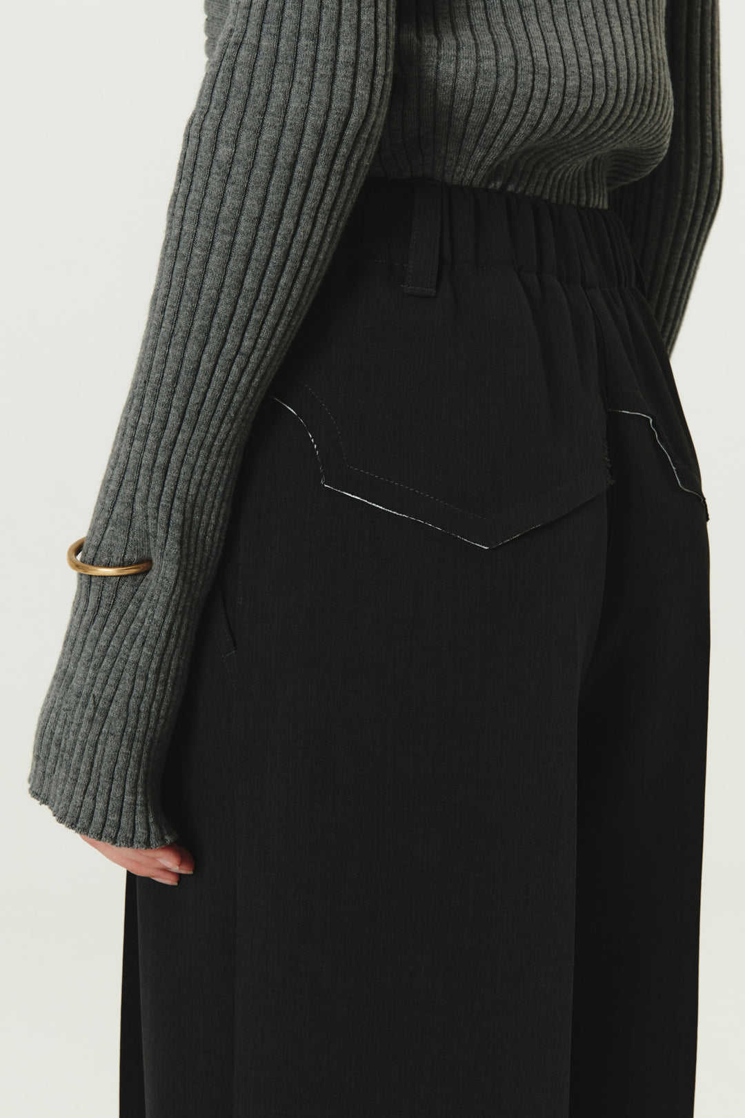 KIMMATIN Back Yoke Detail Wide Trouser — Charcoal