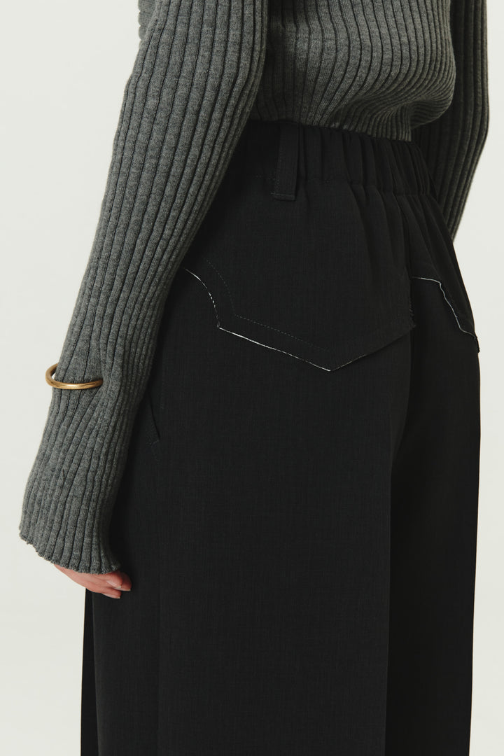 KIMMATIN Back Yoke Detail Wide Trouser — Charcoal
