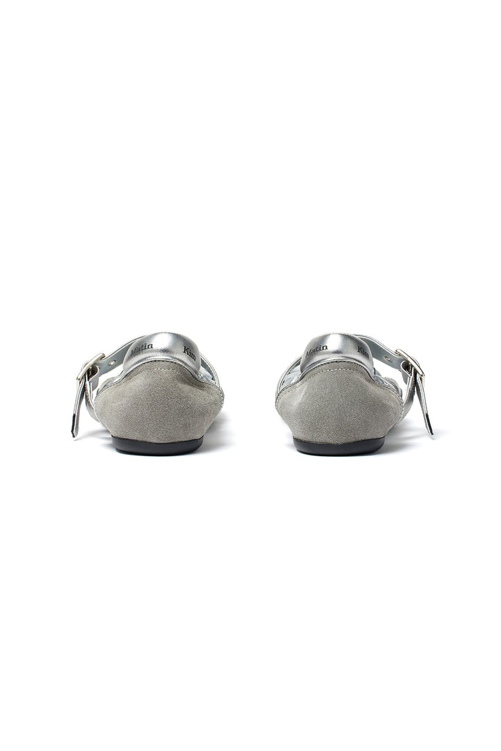Matin Kim Shirring Point Round Mary Jane — Silver