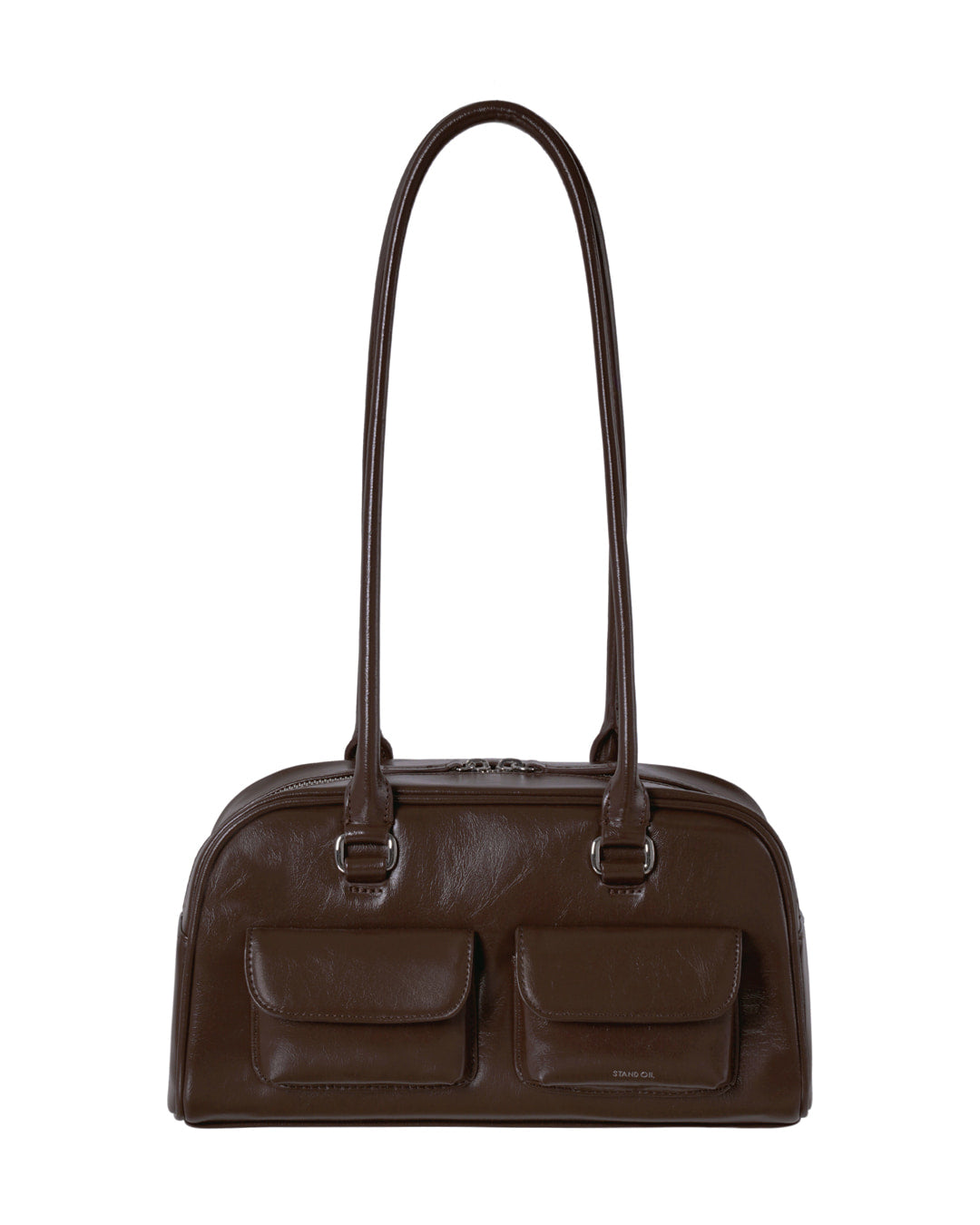 Stand Oil Chubby Bag — Glossy Bowling Crossbody — Maroon