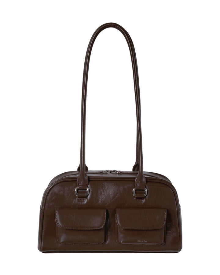 Stand Oil Chubby Bag — Glossy Bowling Crossbody — Maroon