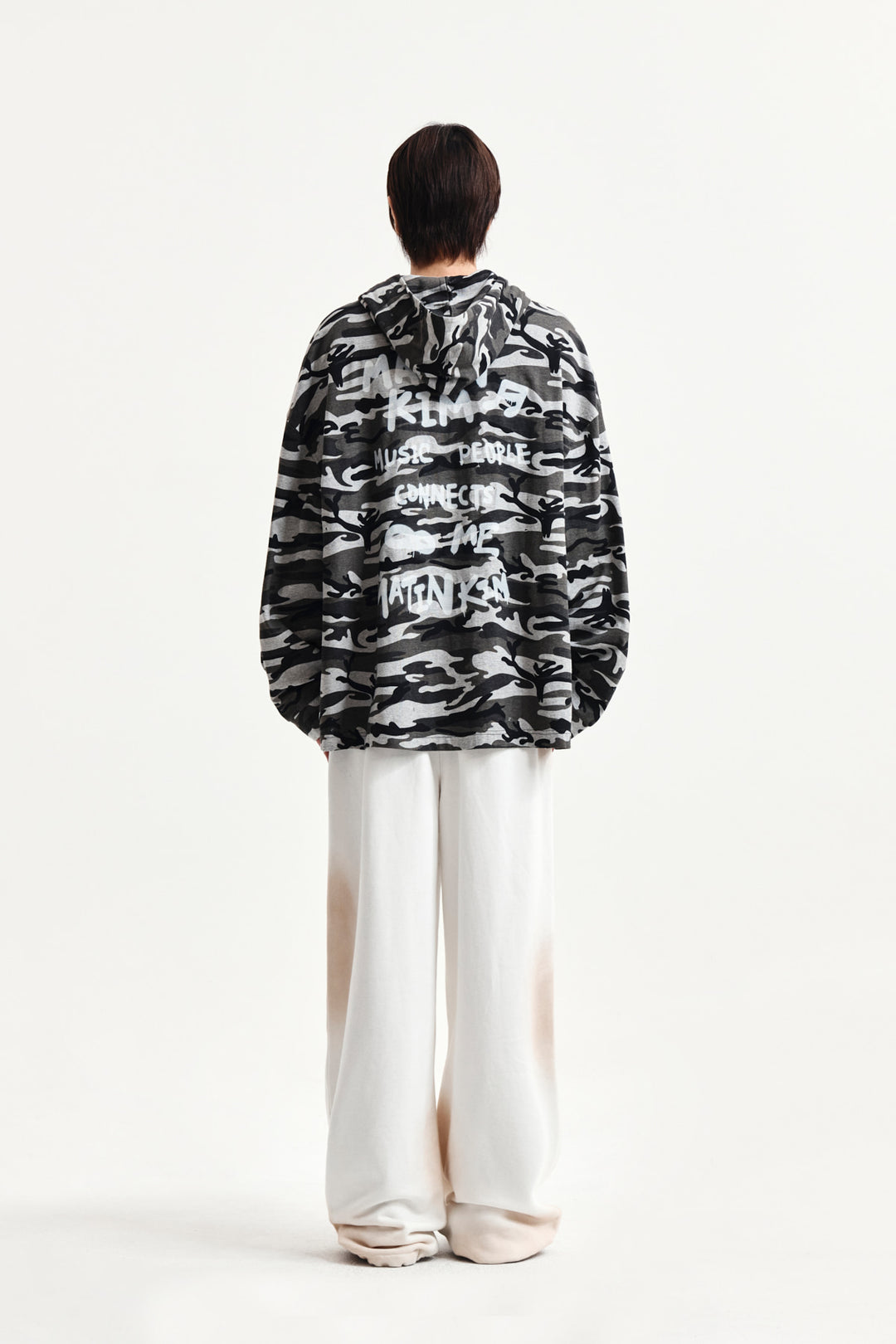 Matin Kim Typo Artwork Camouflage Hoody — Khaki