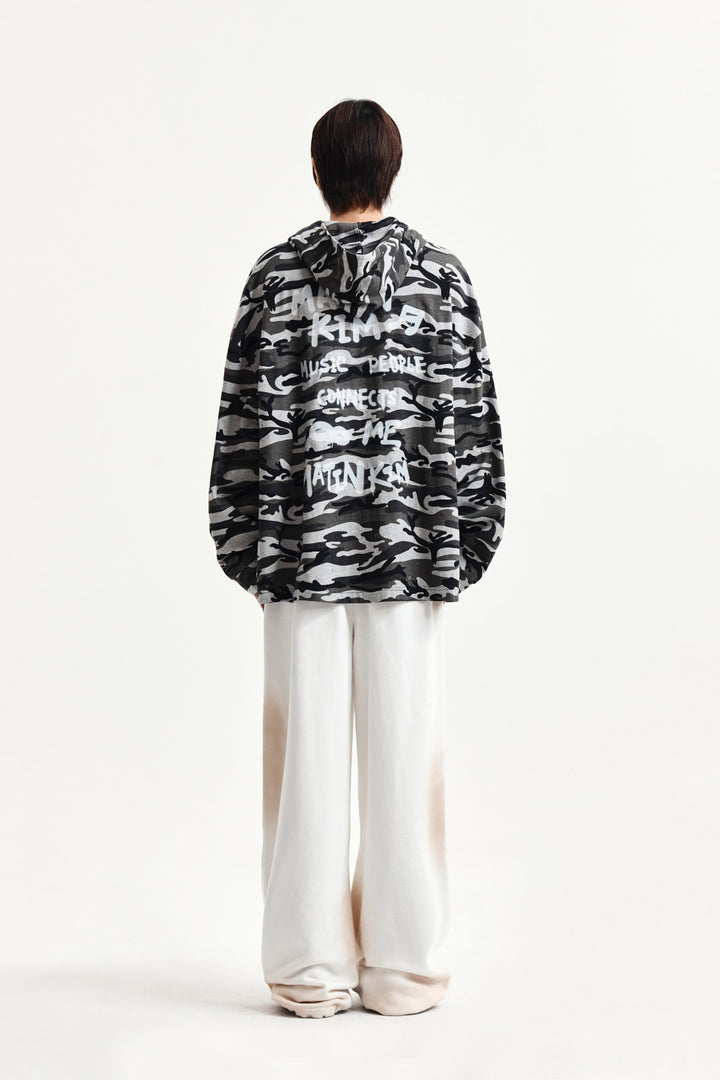 Matin Kim Typo Artwork Camouflage Hoody — Khaki