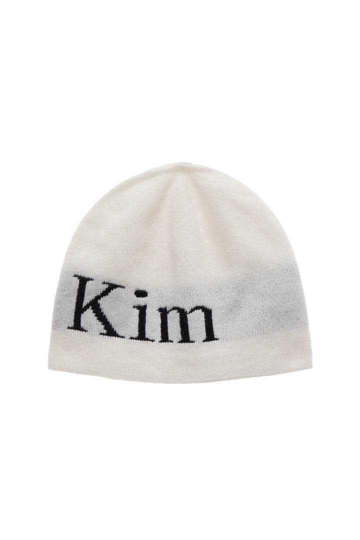 Matin Kim Logo Jacquard Short Beanie — White