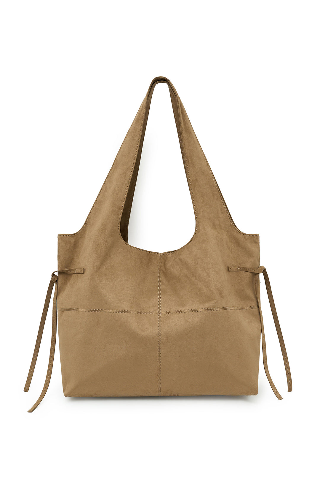 Matin Kim Side String Suede Big Shoulder Bag — Beige