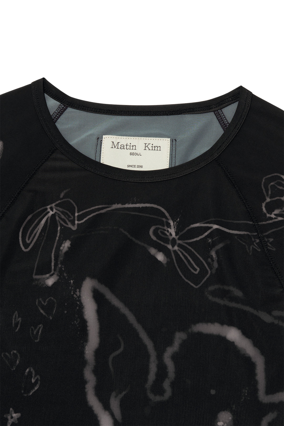Matin Kim See Through Printing Top — Black