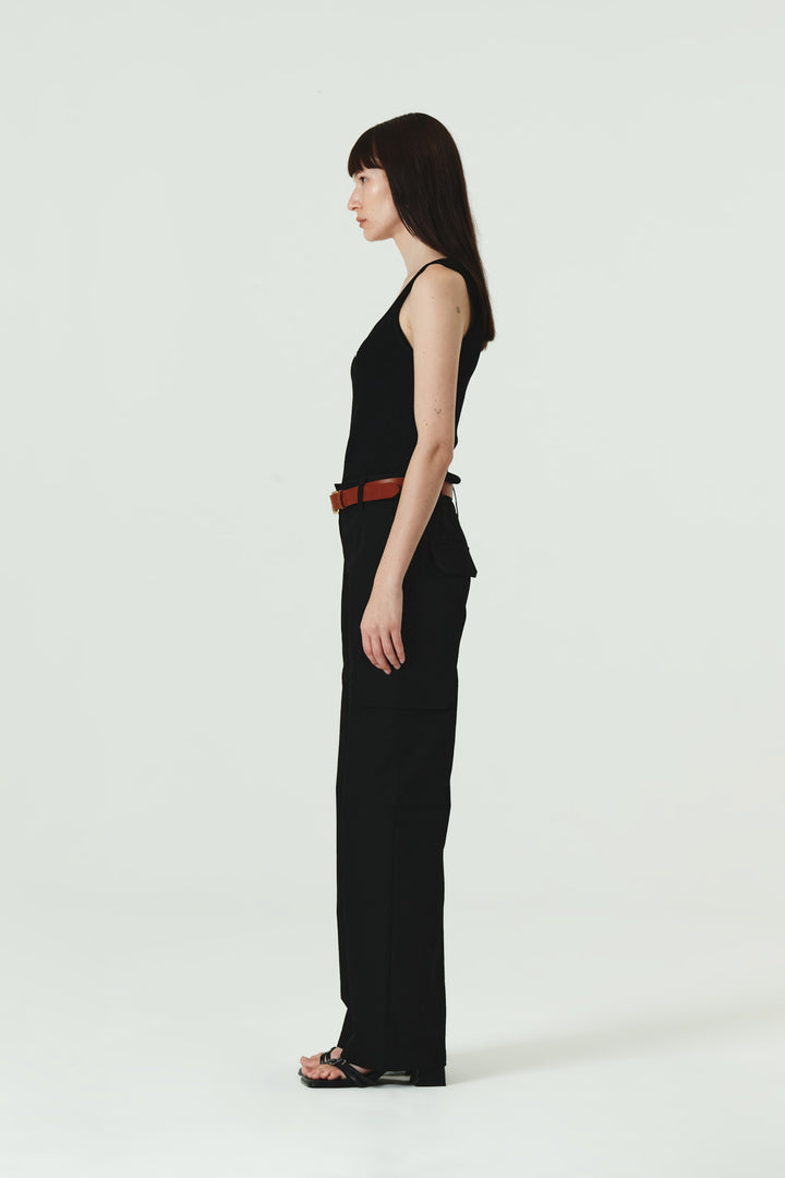 KIMMATIN Banding Straight Cargo Pants — Black