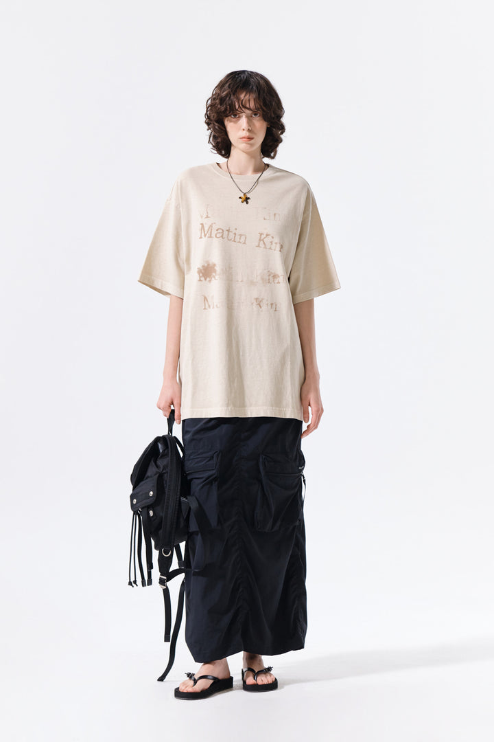 Matin Kim Pigment Graffiti Logo Tee — Beige