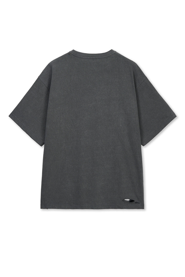 Matin Kim Distressed Logo Top — Charcoal