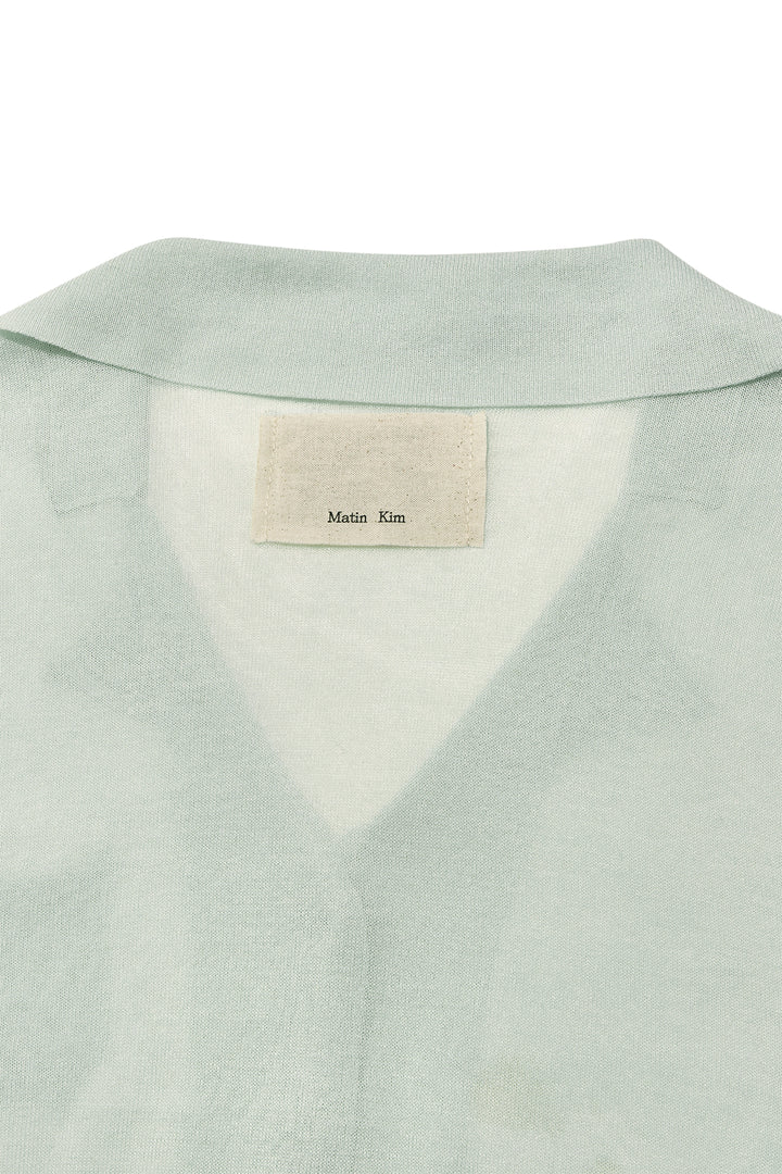 Matin Kim String Point Plain Long Cardigan — Mint