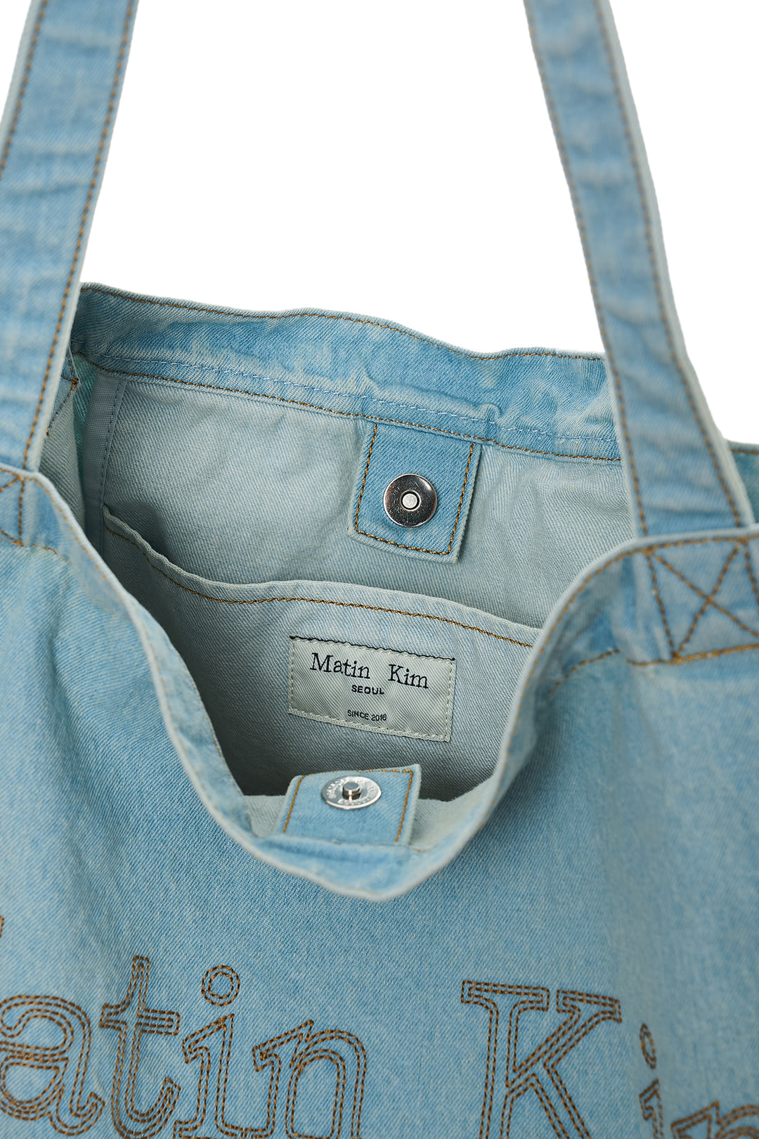 Matin Kim Stitch Denim Shoulder Bag Sky