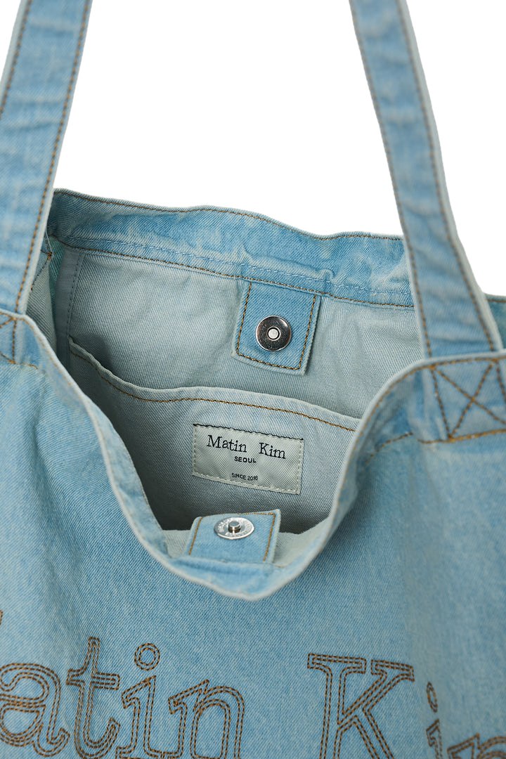 Matin Kim Stitch Denim Shoulder Bag Sky