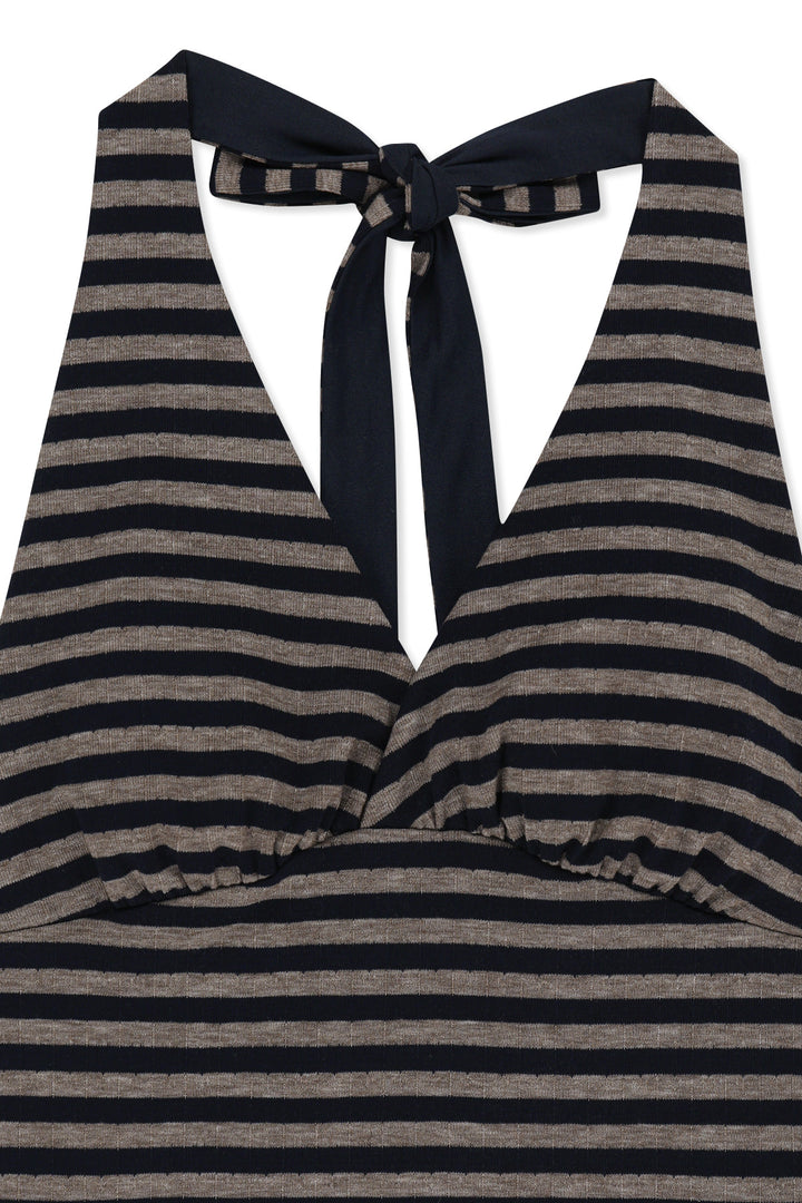 Matin Kim Striped Halter Neck Top — Navy blue