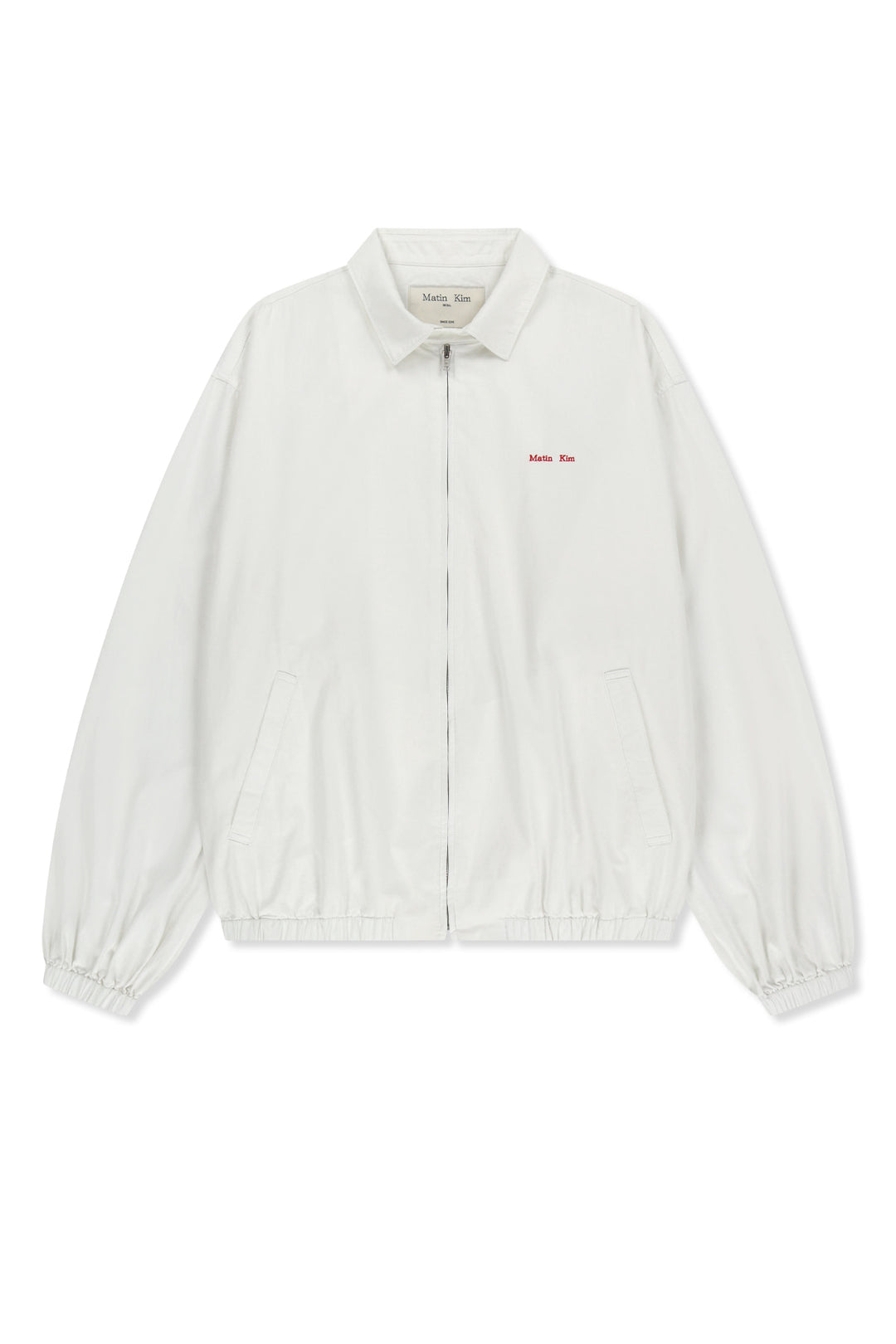 Matin Kim Small Logo Cotton Zip Up Jumper — White