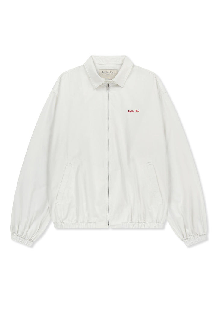 Matin Kim Small Logo Cotton Zip Up Jumper — White