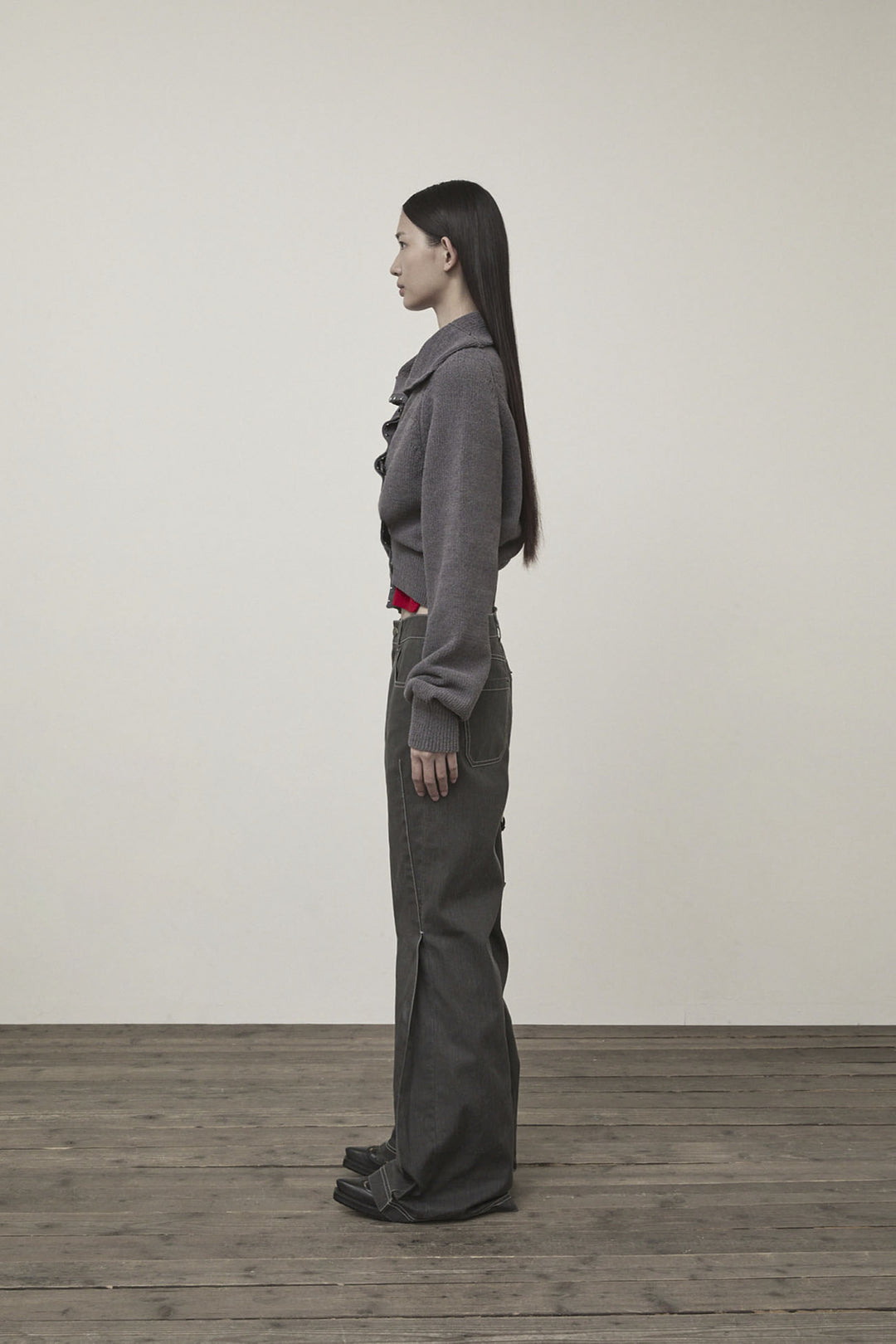 Matin Kim Side Pintuck Point Pants — Charcoal