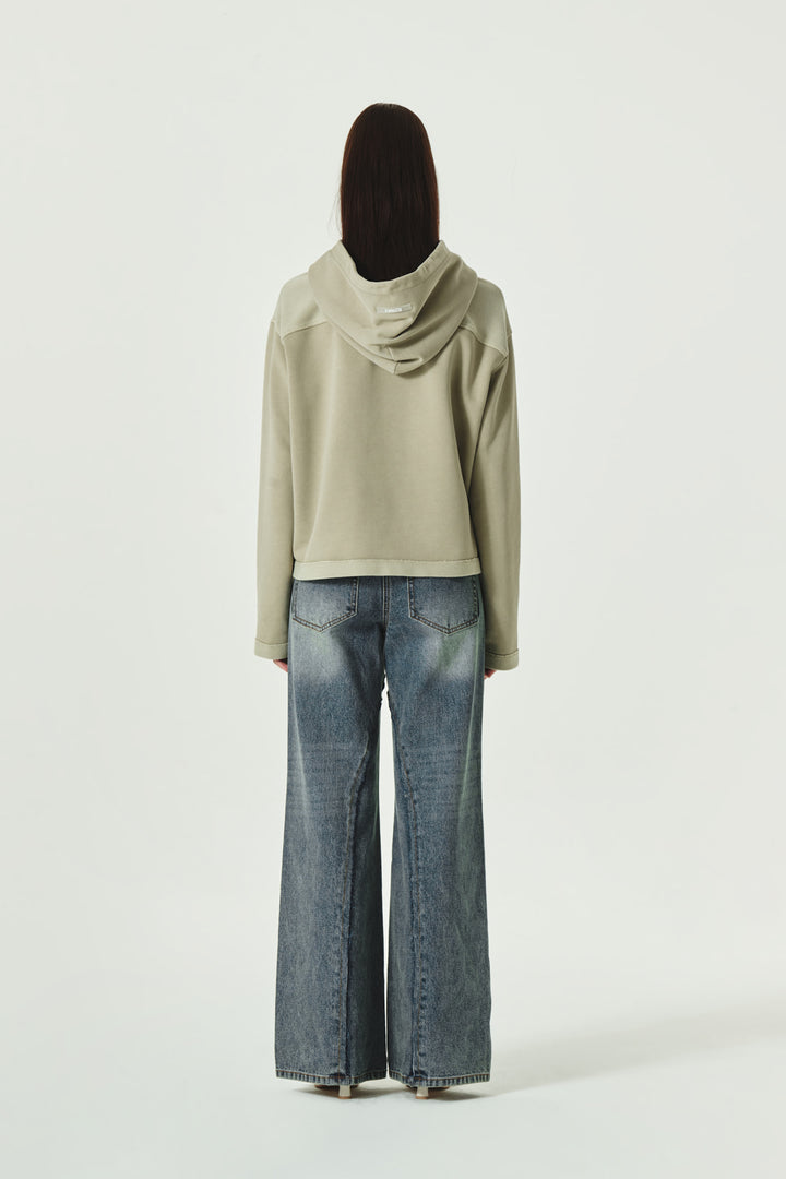 KIMMATIN Logo Point Pigment Dyed Hoodie — Khaki