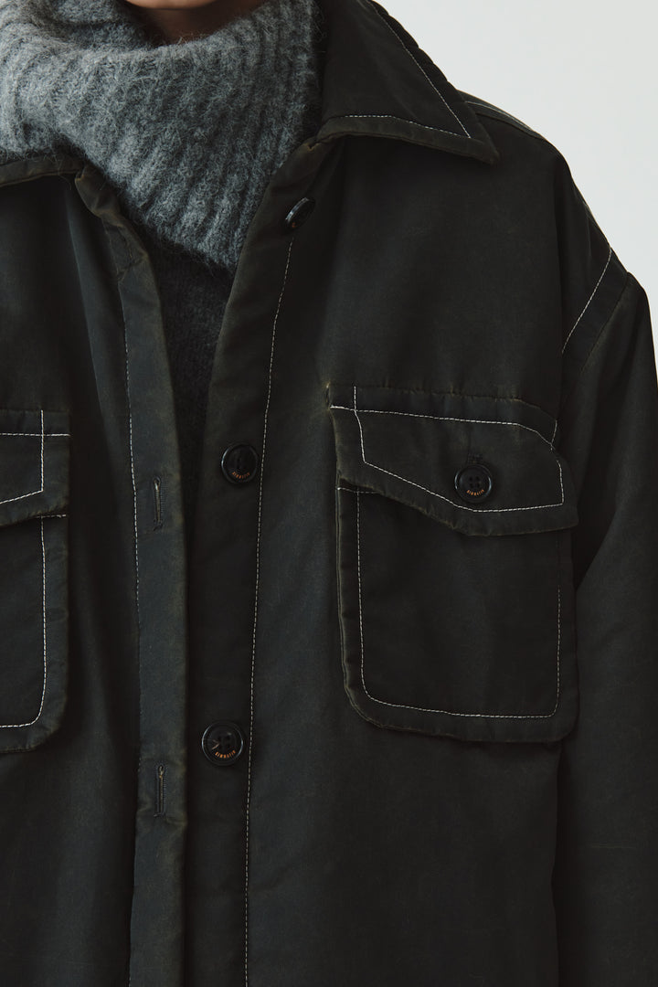 KIMMATIN Pocket Point Padded Shirt Jumper — Brown
