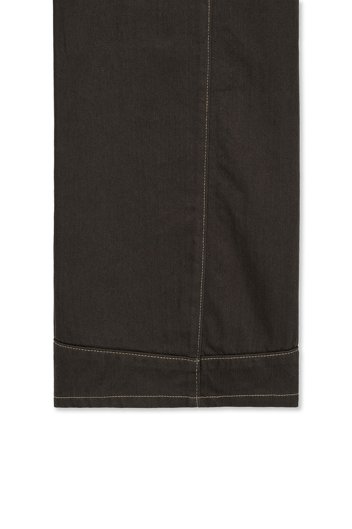 Matin Kim Waist Buckle Stitch Twill Denim — Brown