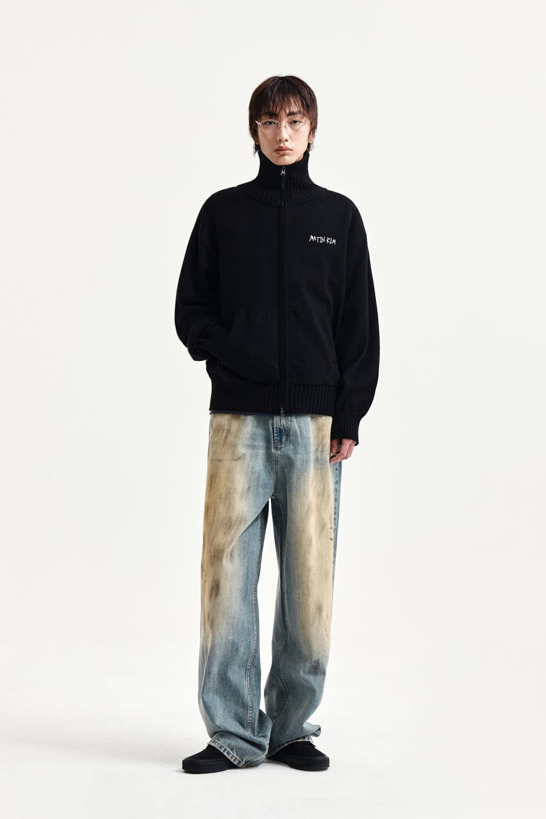 Matin Kim Vintage Dirty Washed Denim Pants — Light Blue