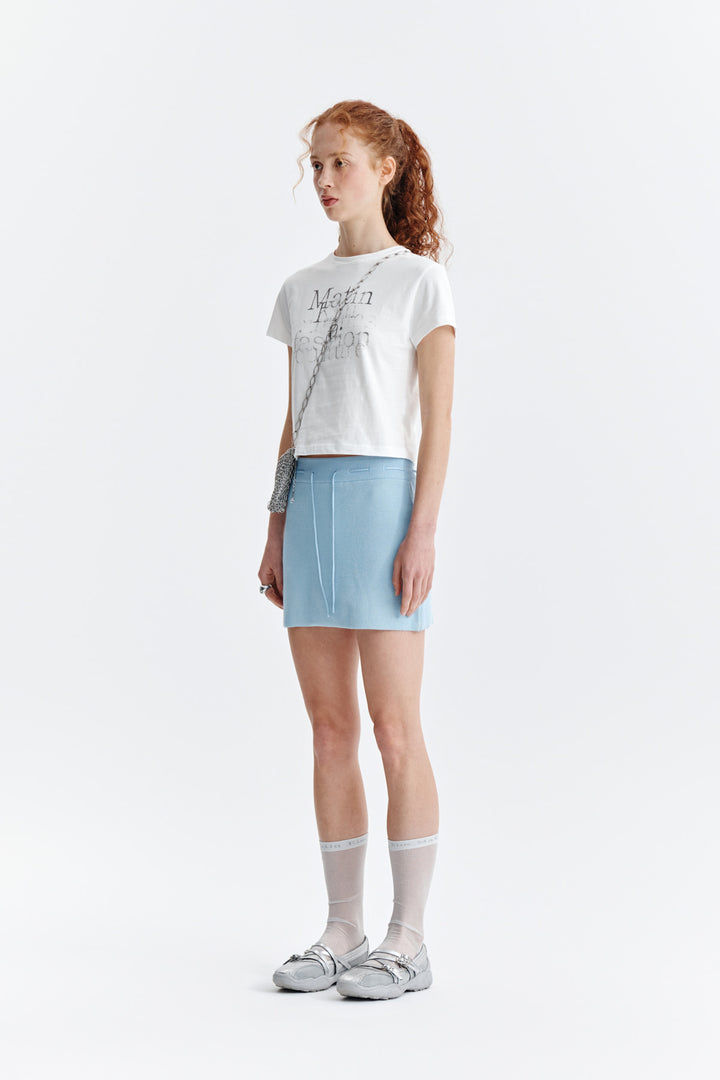 Matin Kim Dusty Typo Graphic Crop Top — White