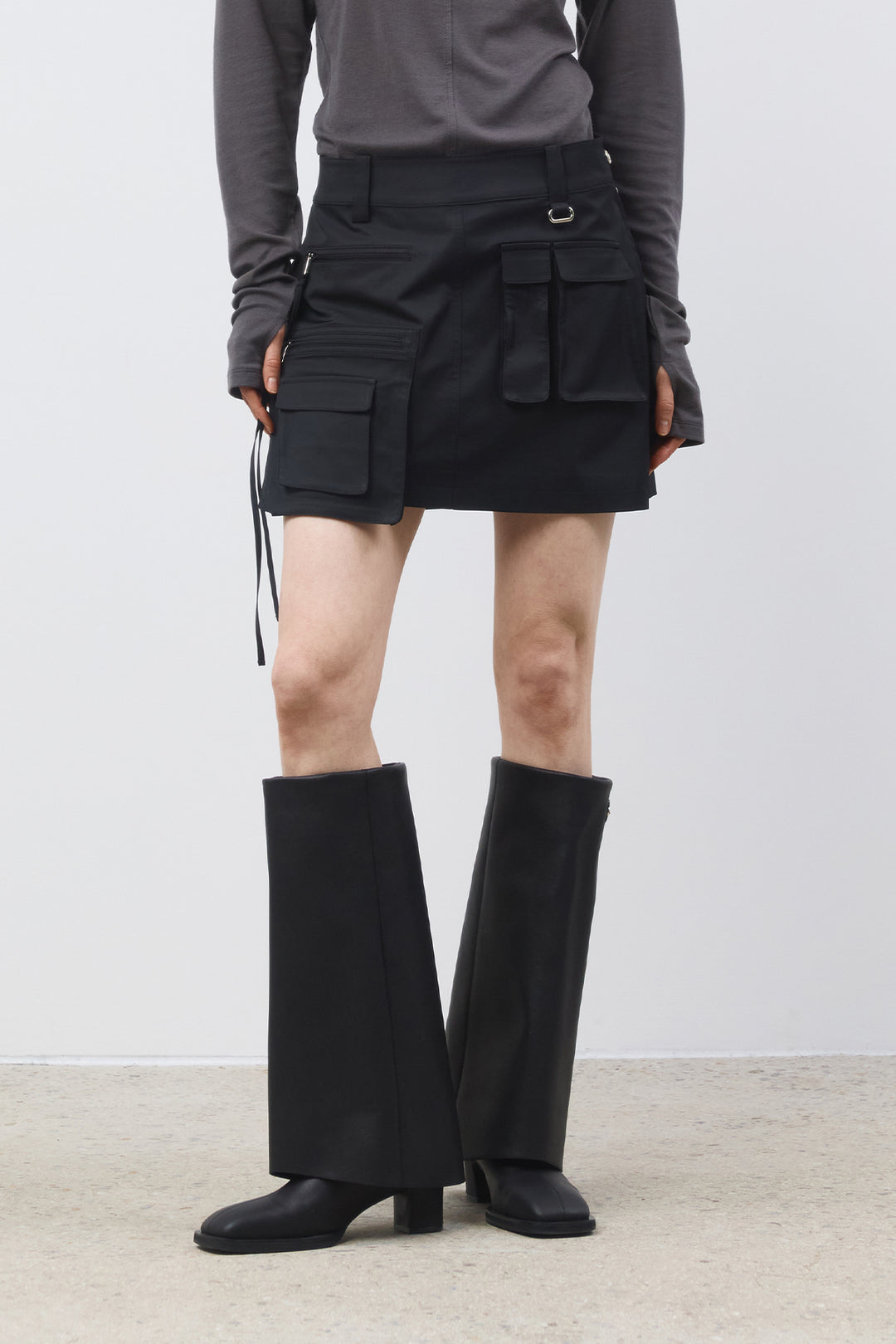 KIMMATIN Slim Hoody Jersey Top — Charcoal