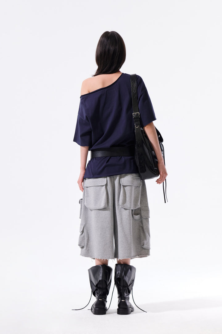Matin Kim Terry Utility Pocket Bermuda — Gray