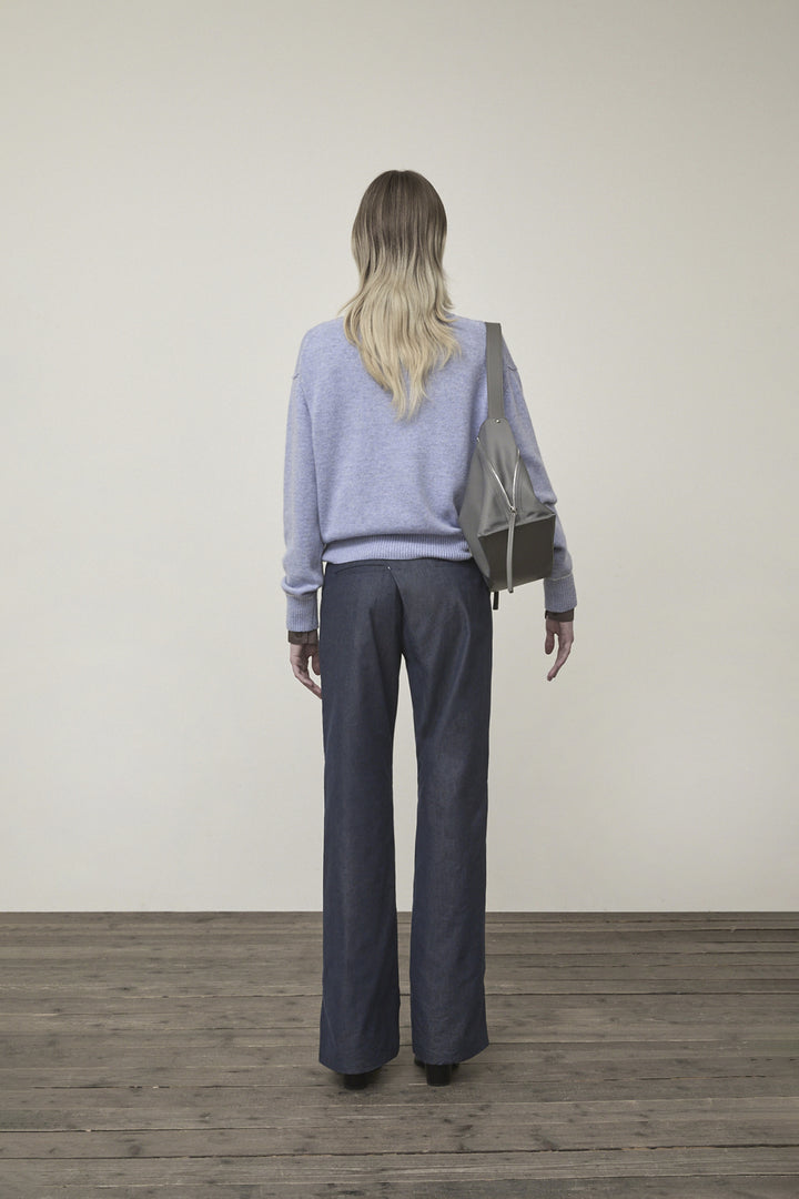 Matin Kim Color Trim Line Logo Pullover — Light Blue
