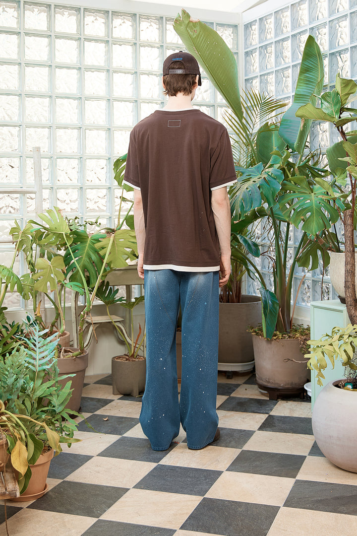 Matin Kim Back Line Point Soft Shiny Denim — Blue