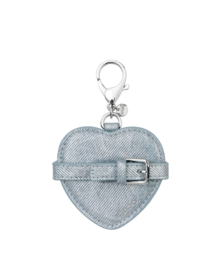 Stand Oil Belted Mirror Keyring — Silver denim
