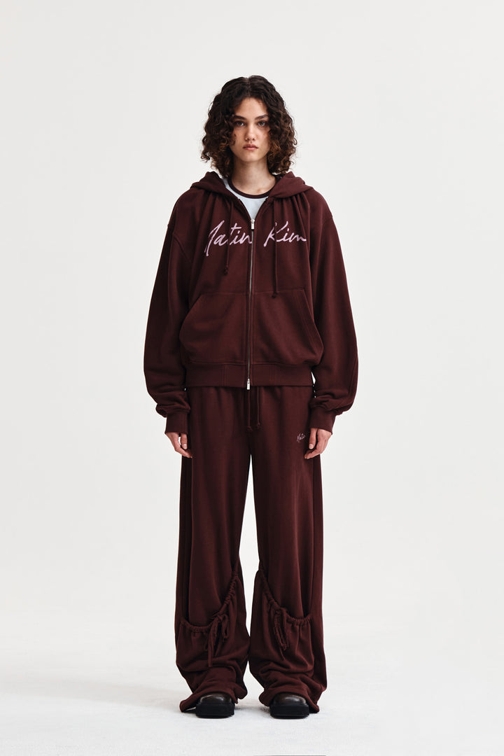 Matin Kim Drawstring Point Sweatpants — Burgundy
