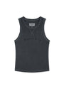 Matin Kim Distressed Sleeveless Logo Top — Charcoal