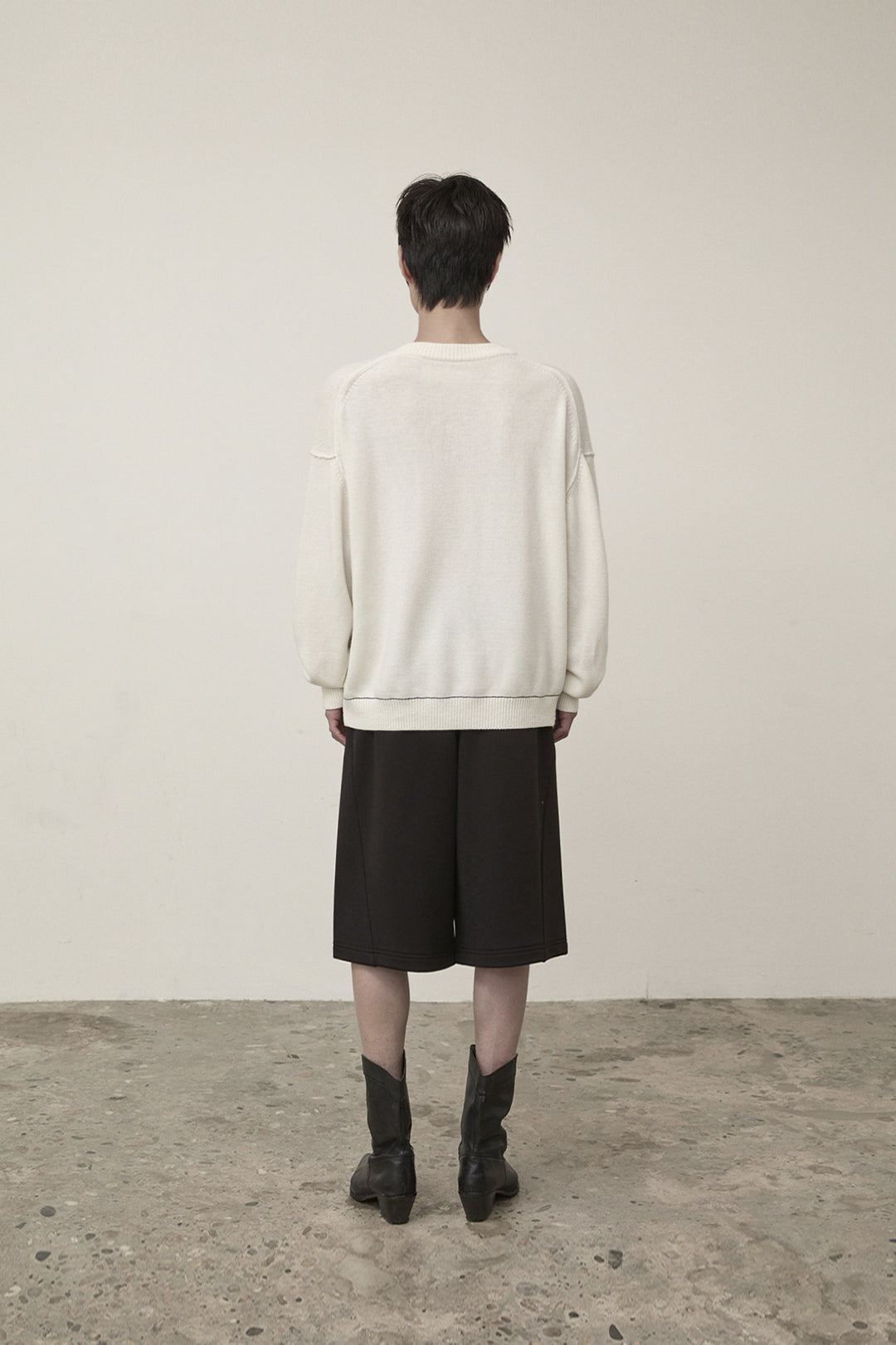 Matin Kim Color Trim Line Logo Pullover — Ivory