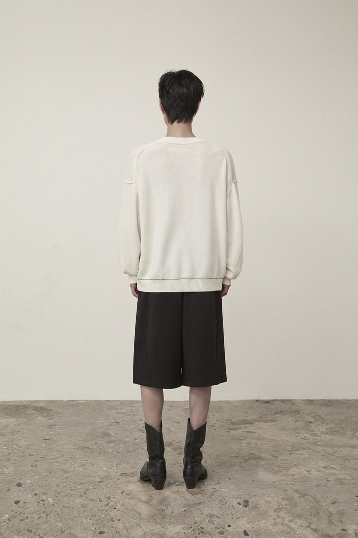 Matin Kim Color Trim Line Logo Pullover — Ivory