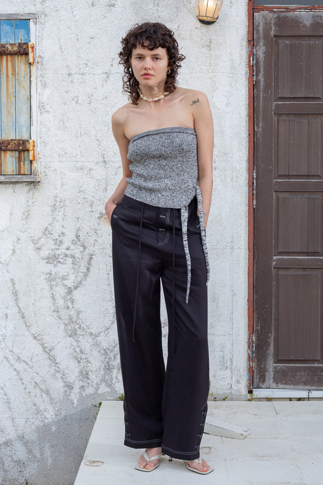 Matin Kim Side String Tube Top — Black