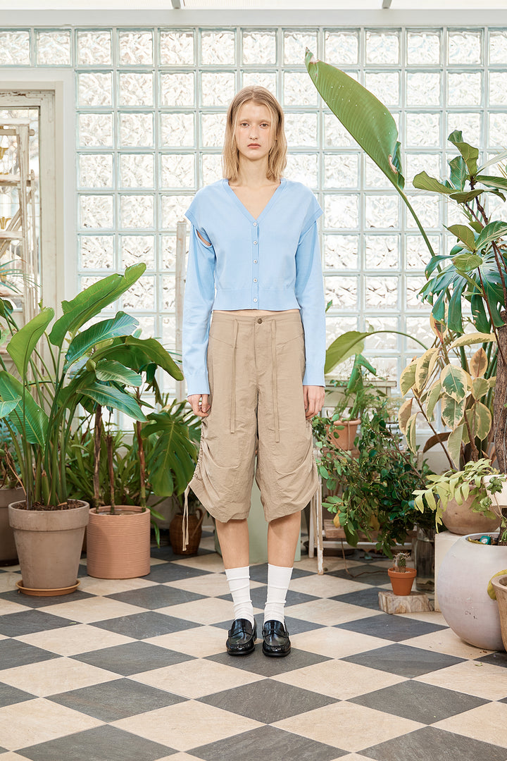 Matin Kim Slit Detail Button Cardigan — Light Blue