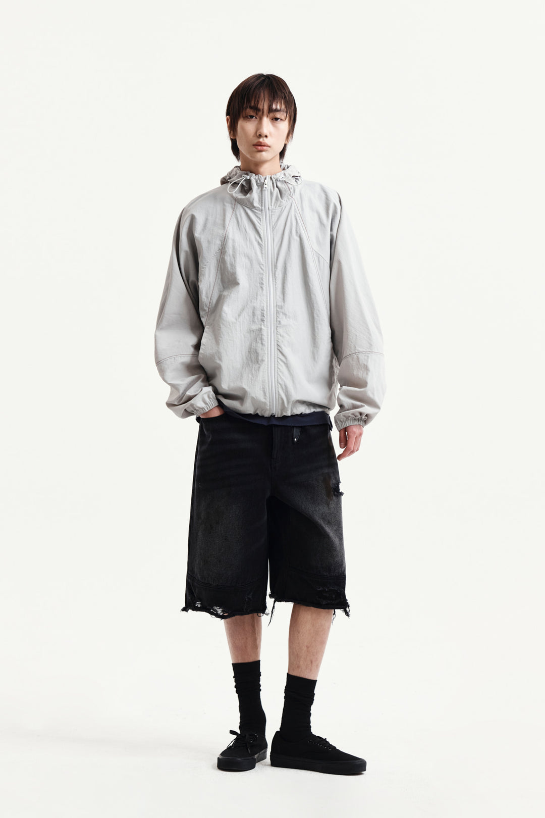 Matin Kim Back Logo Windbreaker — Light — Beige