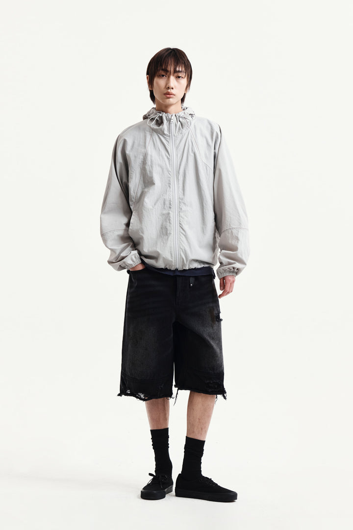 Matin Kim Back Logo Windbreaker — Light — Beige