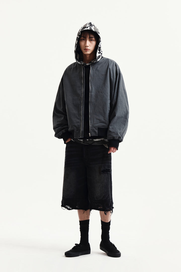 Matin Kim Vintage Washed Back Logo Jumper — Charcoal