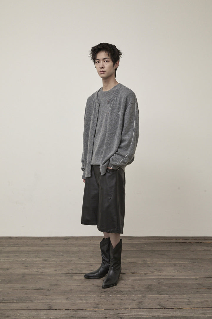 Matin Kim Cashmere Blended Round Knit Cardigan — Gray