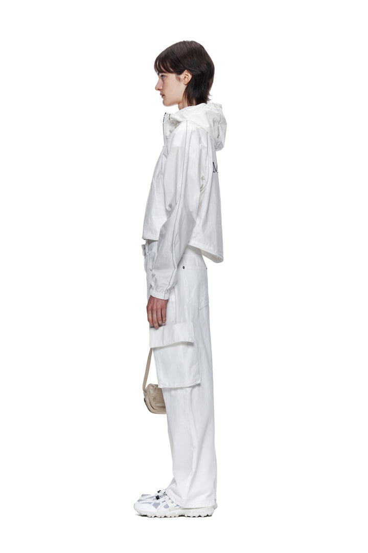 Matin Kim Crop Hoody Coating Jumper — Ivory