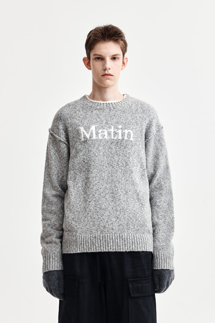 Matin Kim Mixed Yarn Knit Pullover — Gray