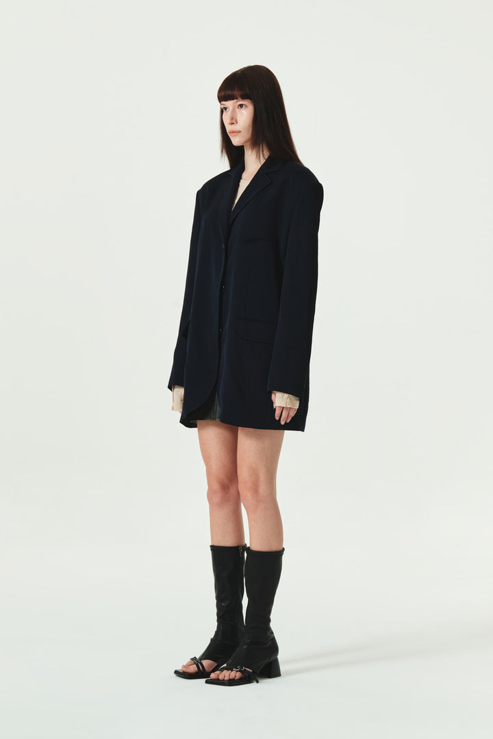 KIMMATIN Tailored Overfit Single Jacket — Dark Navy