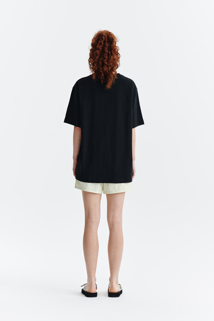 Matin Kim Embroidery Small Logo Oversize Top — Black