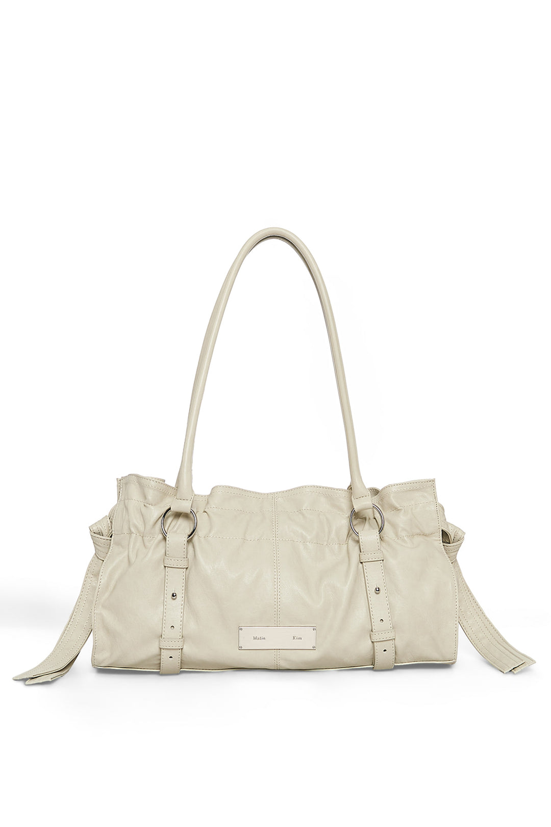 Matin Kim Shirring Tie Buckle Shoulder Bag — Beige