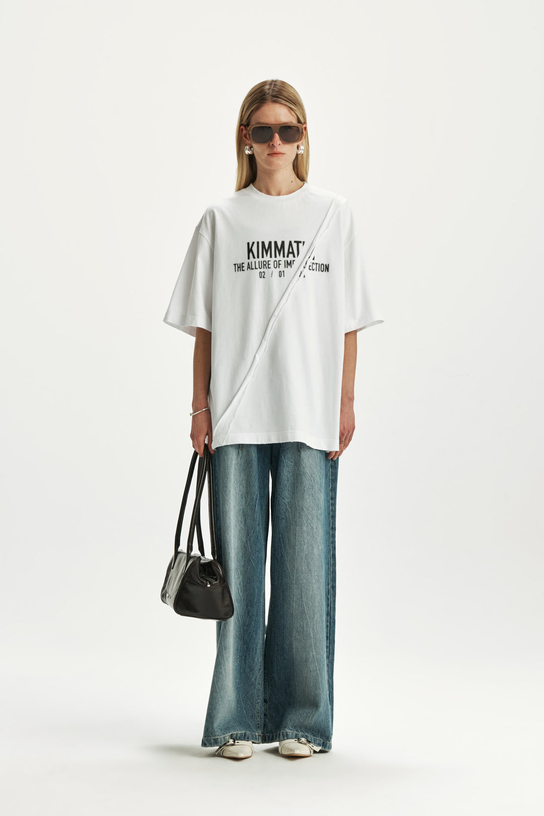 KIMMATIN Pintuck Wide Denim Pants — Blue