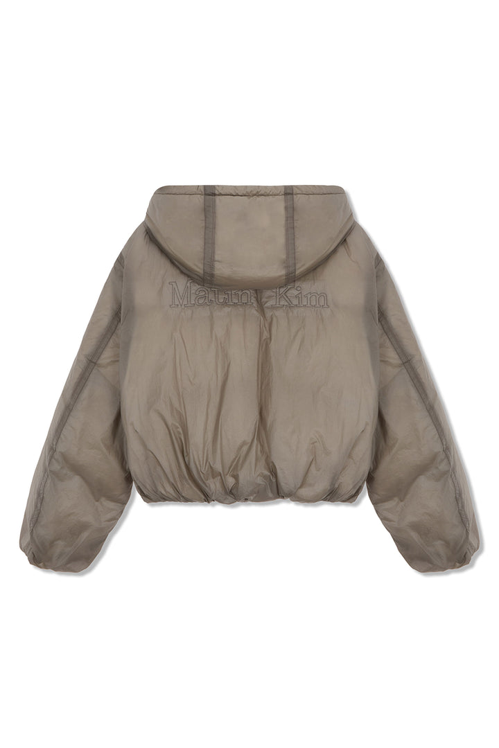 Matin Kim Back Logo Hoody Short Down Jumper — Beige